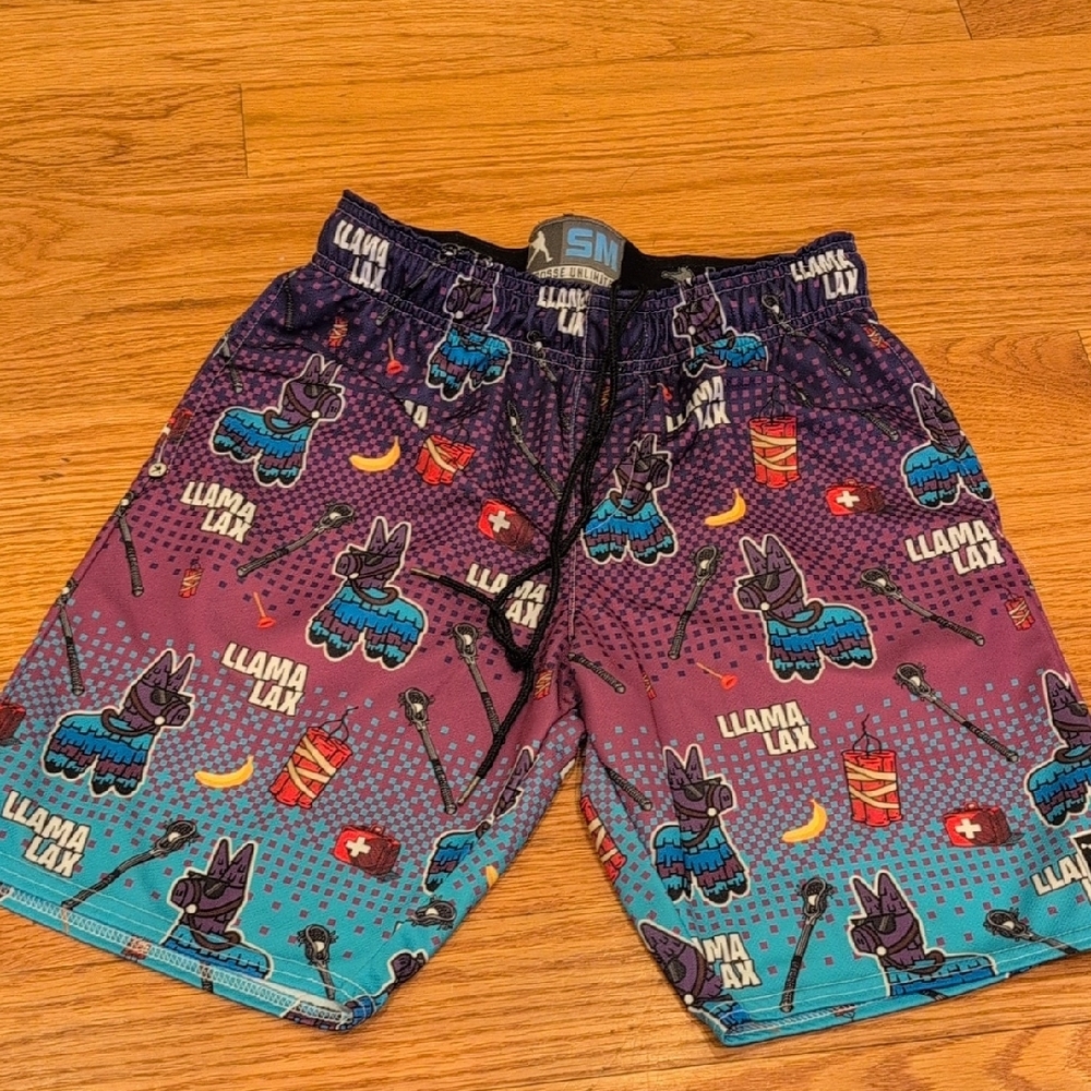 Purple and Blue Athletic Shorts with Gradient Pattern